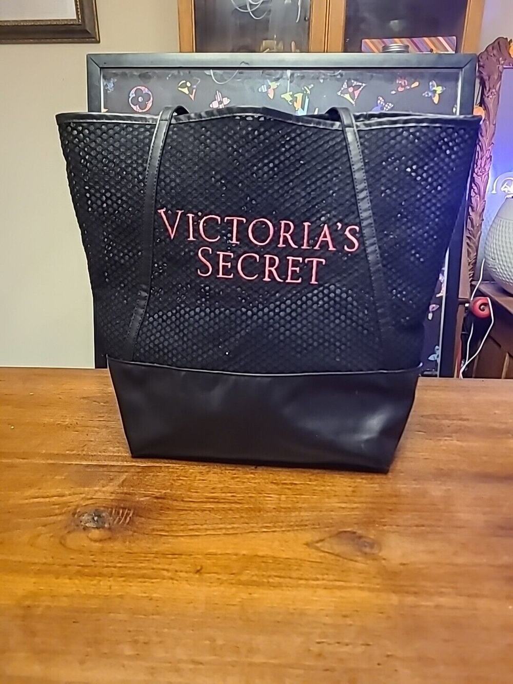Victoria's Secret Mesh Tote Bag Beach Bag Embroidered